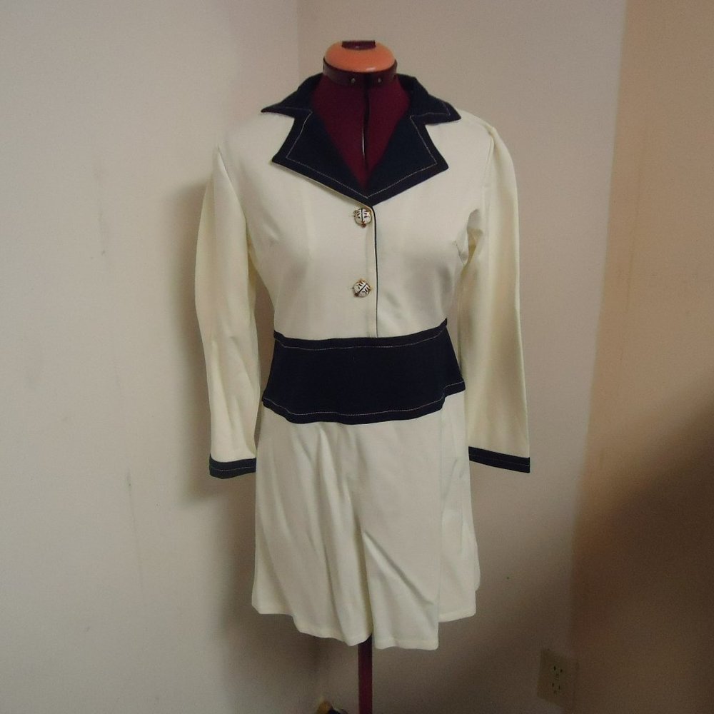 Nsha White and Navy Blue Size M Dress